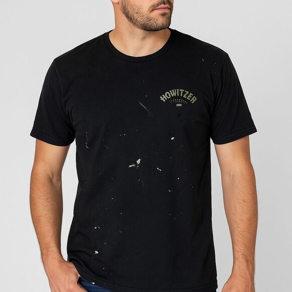Howitzer Graphic T-Shirt XL Black Paint Splatter Skull Tee Thrashed Distressed - Picture 1 of 9